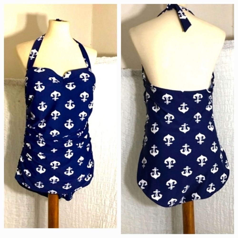 Nautical One Piece Swimsuit Size XL ( Please Read Full Description)